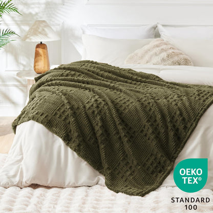 EXQ Home Fleece Throw Blanket for Couch or Bed - 3D Imitation Turtle Shell Jacquard Decorative Blankets - Cozy Soft Lightweight Fuzzy Flannel Blanket Suitable for All Seasons(50"×60",Beige)