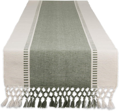DII Dobby Stripe Woven Table Runner, 13x72-inch, French Blue