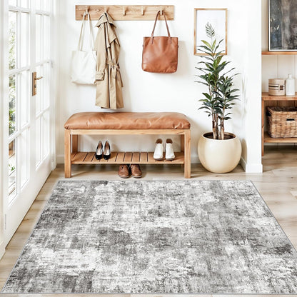 2x3 Washable Non-Slip Area Rug - Soft Low Pile Throw Rug for Kitchen Entryway Bedroom - Modern Indoor Door Mat with Rubber Backing (Beige Grey) - Colors A