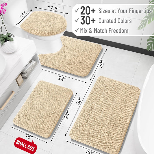 OLANLY Bathroom Rugs 30x20, Extra Soft Absorbent Chenille Bath Rugs, Rubber Backing Quick Dry, Machine Washable Bath Mats for Bathroom Floor, Tub and Shower, Home Decor Accessories, Grey - Colors B