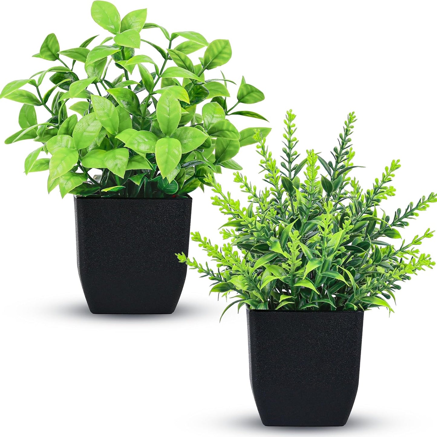 Der Rose 2 Pack Fake Plants Small Faux Artificial Small Potted Plants Indoor for Room Home Office Farmhouse Bathroom Decor