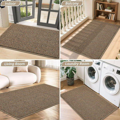 BEQHAUSE Dirt Trapper Door Mat 20" x 32", Non-Slip Washable Doormats Entrance Mat, Dirt Resistant and Absorbent Welcome Mat, Low Profile Floor Mats for Front Back Door and Entryway, Beige