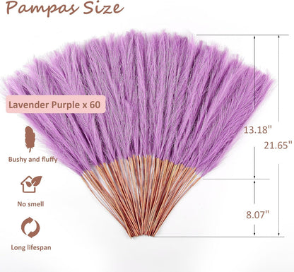 20Pcs Navy Blue Gradient and White Faux Pampas Grass Decor, 21.7"" Pompas Grass Flower Arrangement and Vase Filler for Boho Home Wedding Decoration, Black