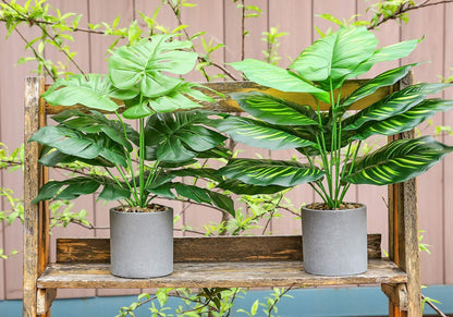 2pcs Fake Plants 16" Faux Plants Artificial Tropical Plants Indoor for Home Office Desk Kitchen Bathroom Table Shelf Decor