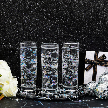 Tondiamo 24 Pcs Artificial Pearl String for Floating Candle Faux Pearls Beads String Garland Centerpiece Decoration for Vases Filler Wedding Spring Holiday Party Decor(Gold)