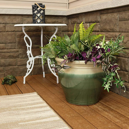 Sunnydaze Large Ceramic Plant Pot - Round Outdoor Glazed Ceramic Planter Pot with Drainage - Studio - Imperial Blue - 18.5"