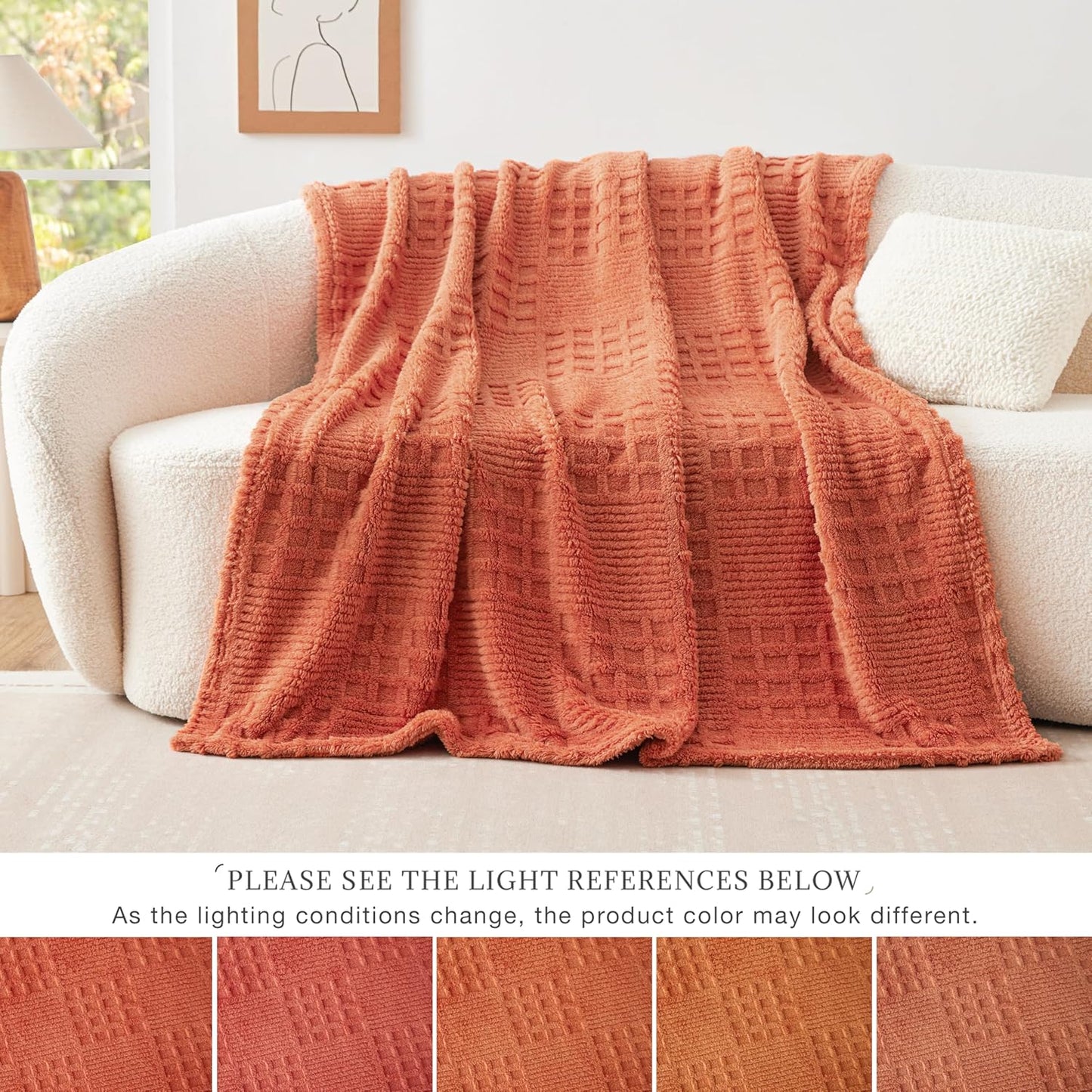 EXQ Home Fleece Throw Blanket for Couch or Bed - 3D Imitation Turtle Shell Jacquard Decorative Blankets - Cozy Soft Lightweight Fuzzy Flannel Blanket Suitable for All Seasons(50"×60",Beige)