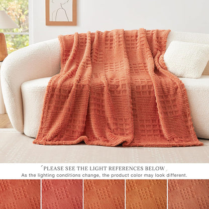 EXQ Home Fleece Throw Blanket for Couch or Bed - 3D Imitation Turtle Shell Jacquard Decorative Blankets - Cozy Soft Lightweight Fuzzy Flannel Blanket Suitable for All Seasons(50"×60",Beige)