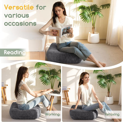 HIGOGOGO Floor Pillow Cushion for Adults, Meditation Cushion Pillow, Blended Corduroy Cover, Large Square Floor Sitting for Tatami Living Room or Yoga, 22x22 Inch, Beige