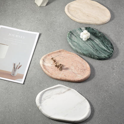 Koville Luxurious Natural Marble Vanity Tray, Cloud Shape Serving Stone Key Tray for Home Decor, 10" x 7" Marble Storage Trays for Bathroom, Stone Plate Holder for Perfume, Candle and Jewelry