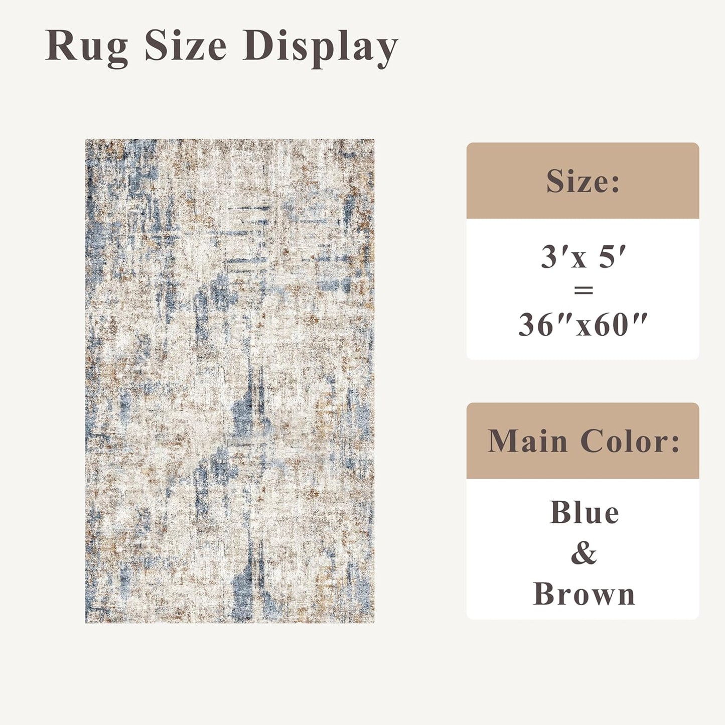 2x3 Washable Non-Slip Area Rug - Soft Low Pile Throw Rug for Kitchen Entryway Bedroom - Modern Indoor Door Mat with Rubber Backing (Beige Grey) - Colors A