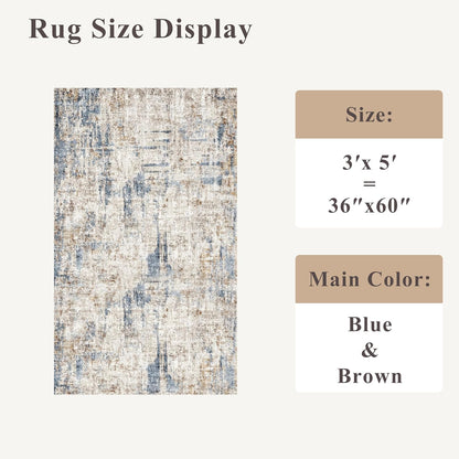 2x3 Washable Non-Slip Area Rug - Soft Low Pile Throw Rug for Kitchen Entryway Bedroom - Modern Indoor Door Mat with Rubber Backing (Beige Grey) - Colors A