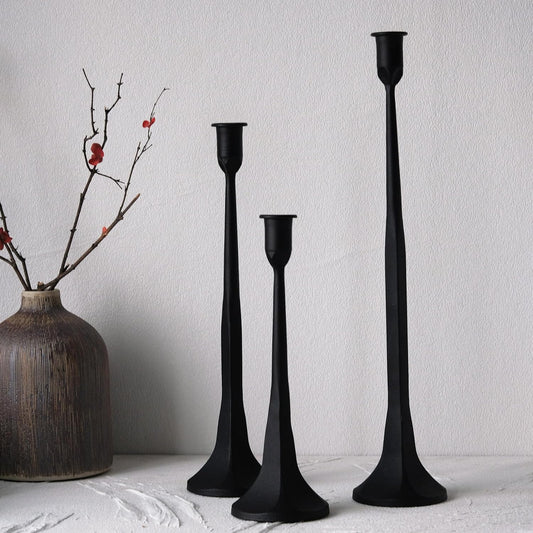 Denique Iron Taper Candle Holder Set of 3, Gold Candlestick Holders Decorative Candle Stand, Tapered Candle Holders Tall Set for Wedding, Dining Table, Home Decoration (Gold)