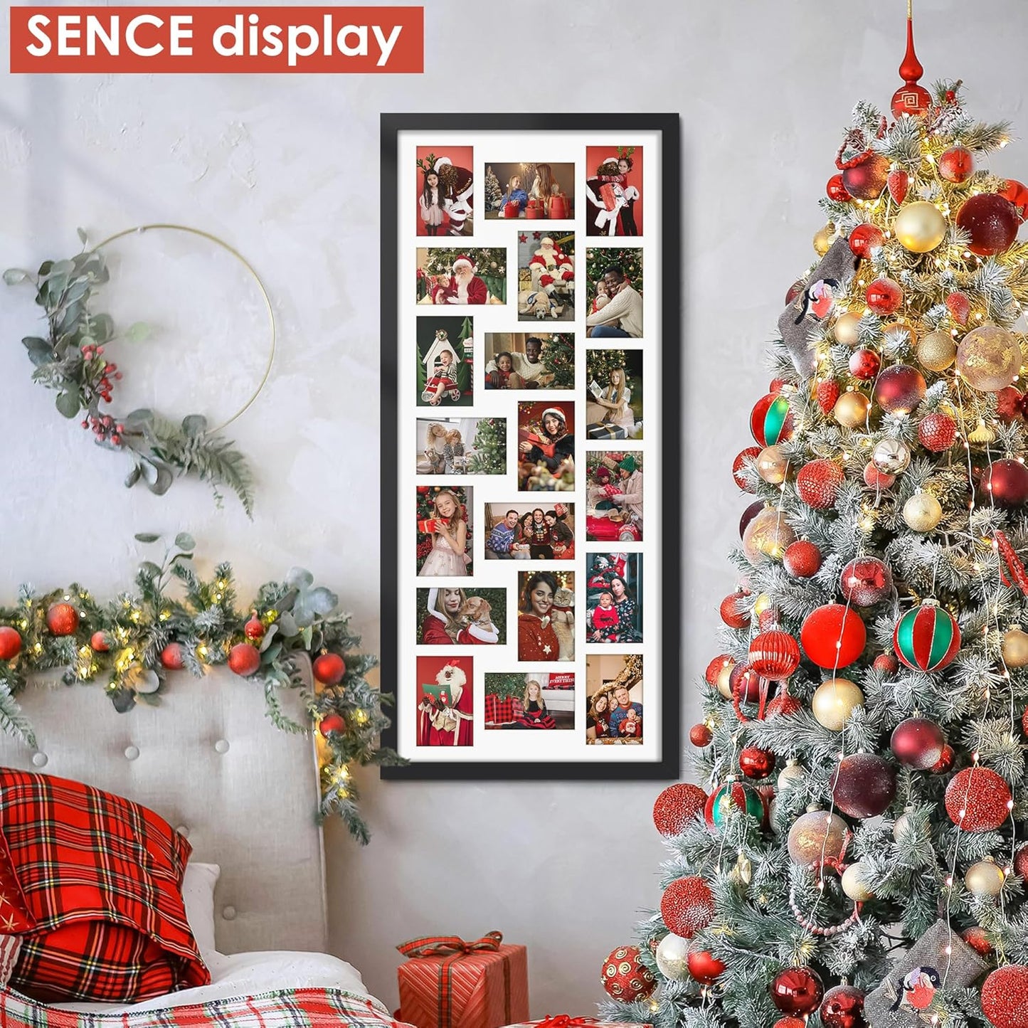 DUENPY 14x26 Collage Picture Frame 4x6 Collage Picture Frame Displays Twelve 4x6 inch Photos Available Horizontal Wall Mounting Display and Vertical Black - Colors A