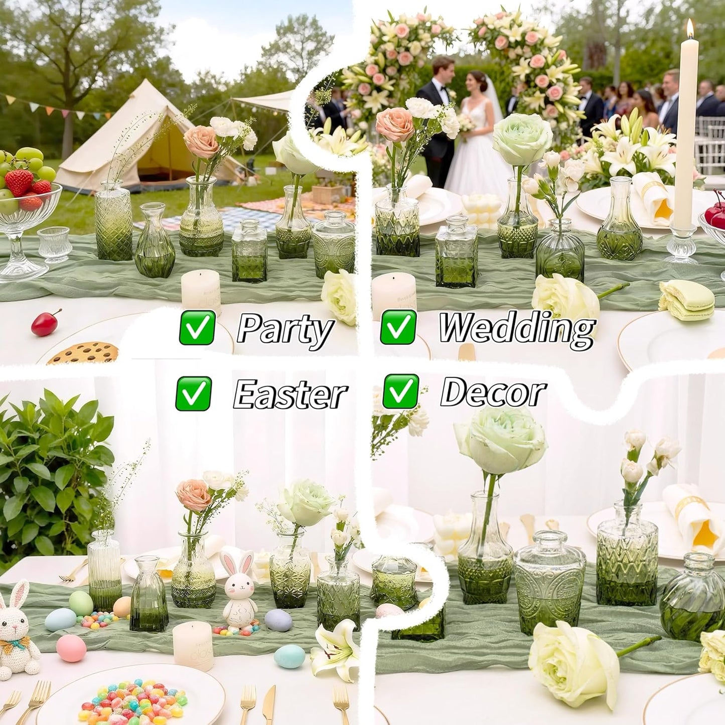 Clear Glass Bud Vase Set of 12 Pcs,Small Bud Vases in Bulk,Glass Crystal Flower Vases Table Centerpieces for Party Event Wedding Decor Baby Shower Decorations (Clear, 12 Pcs)