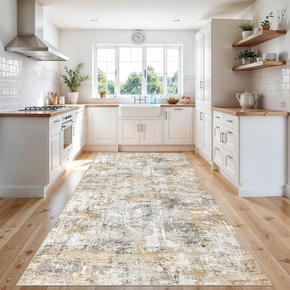 2x3 Washable Non-Slip Area Rug - Soft Low Pile Throw Rug for Kitchen Entryway Bedroom - Modern Indoor Door Mat with Rubber Backing (Beige Grey) - Colors A