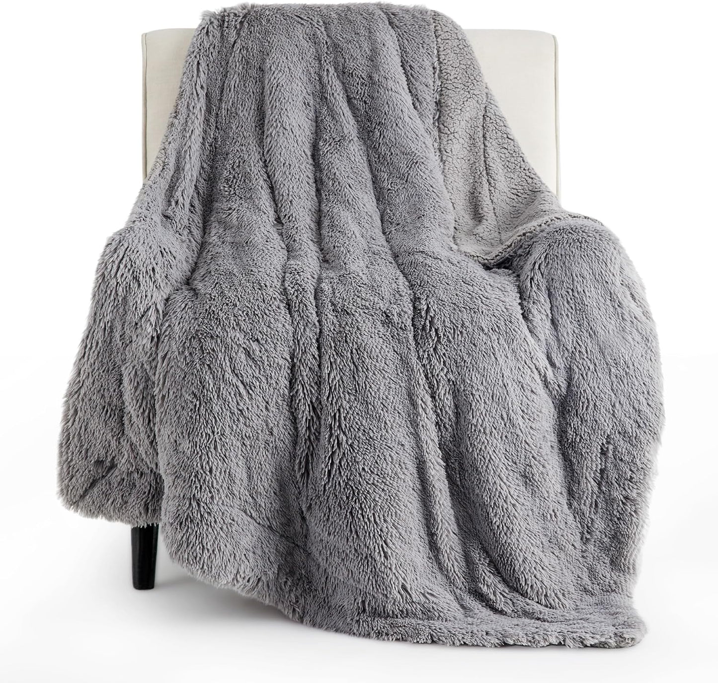 Bedsure GentleSoft Fluffy Fuzzy Faux Fur Throw Blanket for Couch, Soft Sherpa Fleece Cozy Gifts for Women, Plush Bed Blanket Room Decor for Men, Thick Warm Minky Teen Gifts Winter Bedding