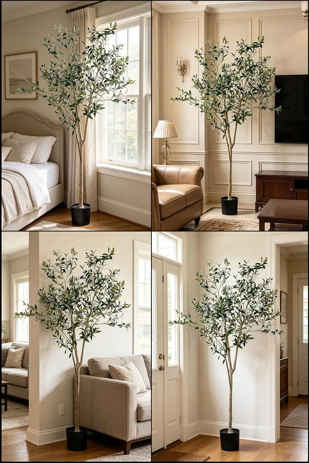 Artificial Olive Tree for Living Room Decor, 6FT Bendable Fake Plants Artificial Indoor, Faux Silk Plant Fake Trees in Potted with Oliver Branch Leaves and Fruits for Modern Home House Office Décor