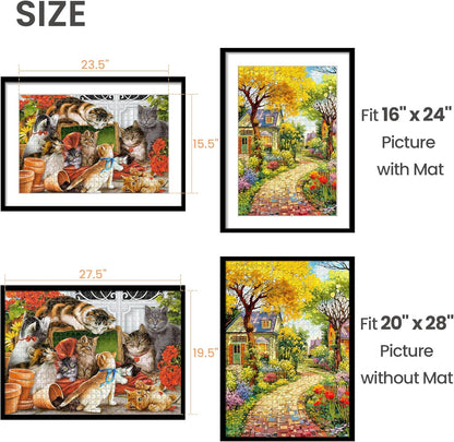 upsimples 11x14 Picture Frame Set of 5, Display Pictures 8x10 with Mat or 11x14 Without Mat, Wall Gallery Photo Frames, Black