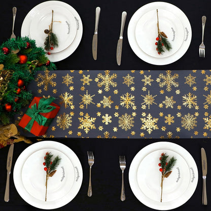 Snowkingdom 2 Pieces Gold Table Runner, Sequin Glitter Foil Metallic Thin Mesh Runner Roll 11"x108", Gold Table Decorations for Event Party, Wedding, Birthday Party, Christmas