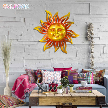 Large Sun Wall Art Decor 45 inch Metal Wall Art, Retro Hanging Decor, Valentine Wall Decorations for Patio,Yard,Garden,Fence,Living Room