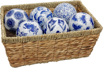 Red Lantern 3" Blue & White Decorative Porcelain Ball Set