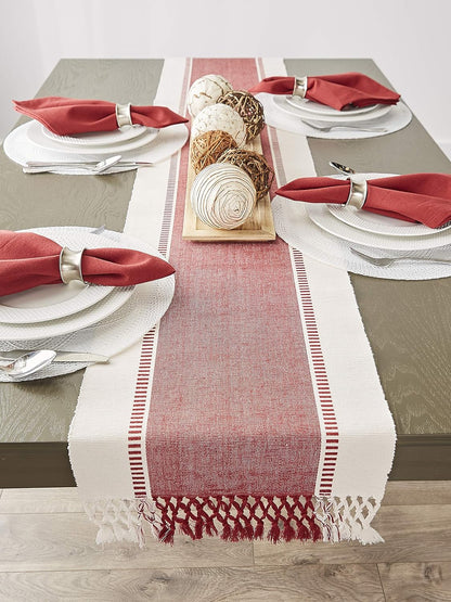 DII Dobby Stripe Woven Table Runner, 13x72-inch, French Blue