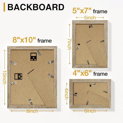 Vittanly 20 Pack Picture Frames Collage Wall Decor, Multi Sizes Including 4pcs 8x10, 8pcs 5x7 and 8pcs 4x6 Photo Frames, Gallery Frame Set for Wall or Tabletop Display, Black, Brown and Dark Grey