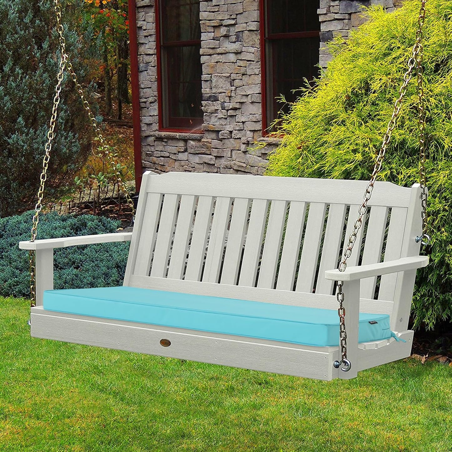 Outdoor Bench Cushions 48 x 18 Inch Thick Waterproof Porch Swing Cushions with Tie Patio Furniture Chair Cushion Bench Pad 5 Year Color Fastness Backyard Seat Pads Navy