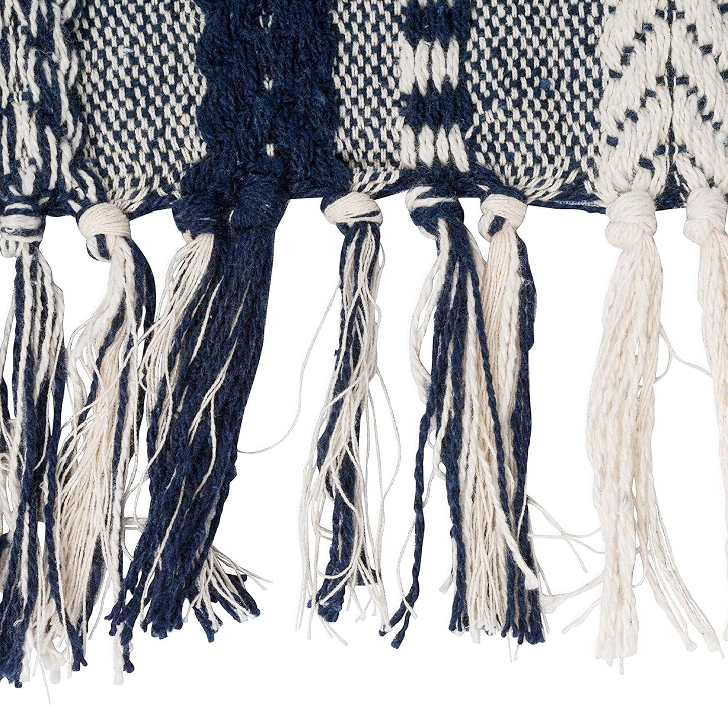 DII Farmhouse Braided Stripe Table Runner Collection, 15x72 (15x77, Fringe Included), Black