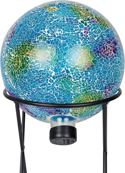 Alpine Corporation 10" Diameter Indoor/Outdoor Glass Mosaic Gazing Globe Yard Decoration, Purple Pearlized Petals Design