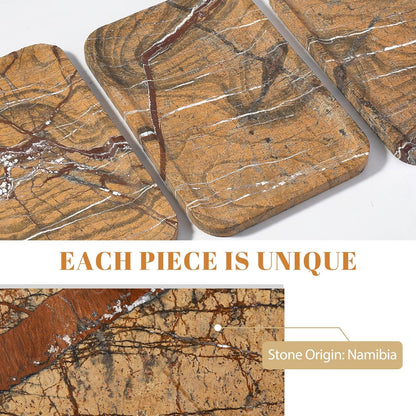 Koville Romano Travertine Tray, 12"x8" Natural Stone Vanity Tray for Countertop Bathroom Kitchen Dresser, Decorative Marble Catchall Trays for Perfume Jewelry, Rectangular Serving Tray(Beige)
