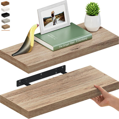 Ballucci Floating Shelves for Wall, 48" Wood Wall Shelf Set of 2, with Invisible Brackets for Bathroom, Living Room, Bedroom, Kitchen, Nursery, 8" Deep, Black