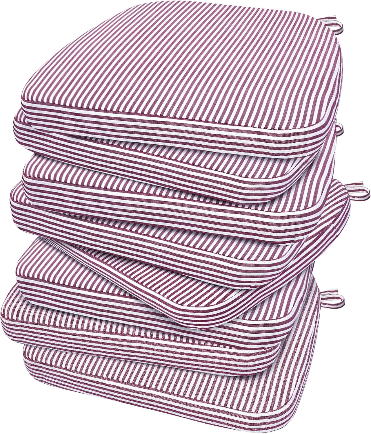 AAAAAcessories D-Shaped Chair Cushions, 2" Thick Dining Chair Pads with Ties and Removable, Machine-Washable Cover, 17" x 16", Set of 4, Oatmeal Beige - Colors B