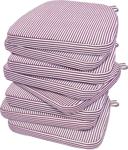 AAAAAcessories D-Shaped Chair Cushions, 2" Thick Dining Chair Pads with Ties and Removable, Machine-Washable Cover, 17" x 16", Set of 4, Oatmeal Beige - Colors B