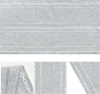 Artoid Mode Beige Rustic Cotton Linen Table Runner, Seasonal Embroidered Hollow Kitchen Dining Table Decoration for Home Party Decor 13x72 Inch