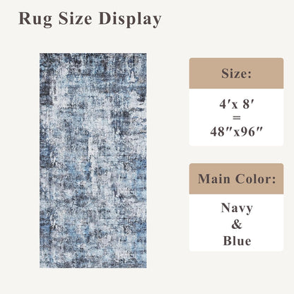 2x3 Washable Non-Slip Area Rug - Soft Low Pile Throw Rug for Kitchen Entryway Bedroom - Modern Indoor Door Mat with Rubber Backing (Beige Grey) - Colors B