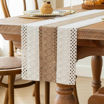 FEXIA Boho Table Runner for Thanksgiving Fall Christmas Home Decor with Tassels 72 Inches Long Pottery barn Furniture Farmhouse Rustic Macrame Burlap Table Decoration for Living Room (12x72 Inches)