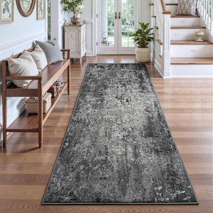 Ompaa 2x6 Rug Runners for Hallways Kitchen Runner Rug Non Slip Washable Grey Long Runner Rugs with Rubber Backing Soft Abstract Carpet Runner for Hallways, Kitchen, Bedroom, Bathroom, Entryway - Colors A