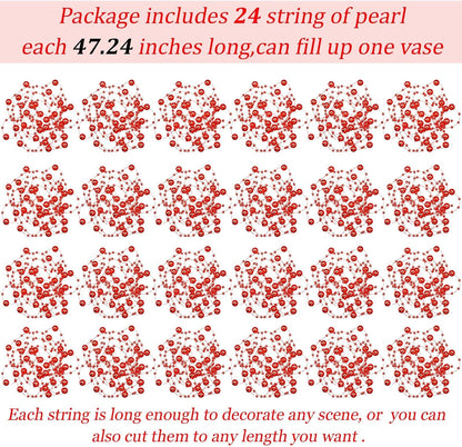 Tondiamo 24 Pcs Artificial Pearl String for Floating Candle Faux Pearls Beads String Garland Centerpiece Decoration for Vases Filler Wedding Spring Holiday Party Decor(Gold)