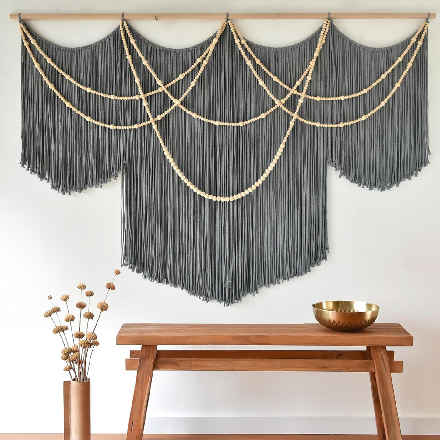 Flber Macrame Wall Hanging Macrame Wall Decor Large-Scale Tie-Dye Tapestry Living Home Room Wall Decor 57" Wx 35" L