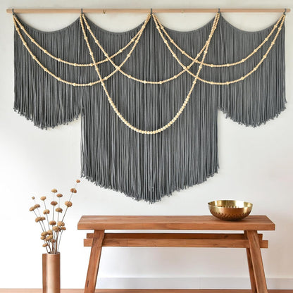 Flber Macrame Wall Hanging Macrame Wall Decor Large-Scale Tie-Dye Tapestry Living Home Room Wall Decor 57" Wx 35" L