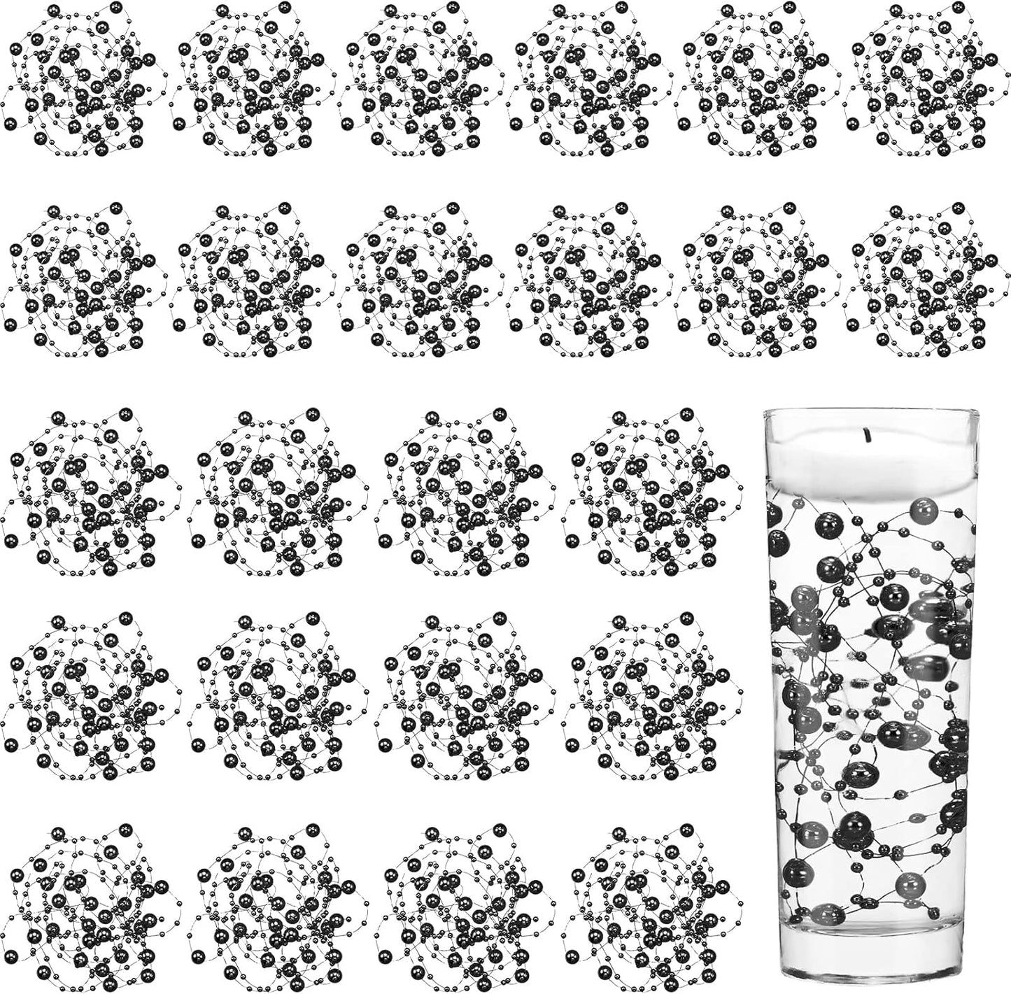 Tondiamo 24 Pcs Artificial Pearl String for Floating Candle Faux Pearls Beads String Garland Centerpiece Decoration for Vases Filler Wedding Spring Holiday Party Decor(Gold)