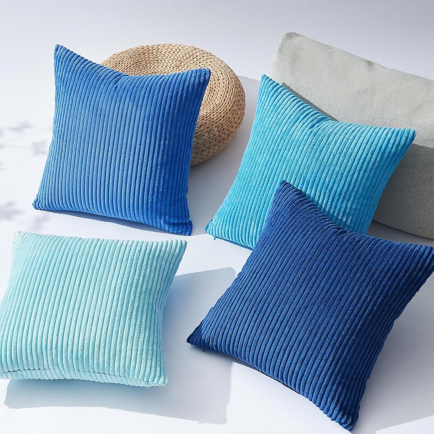 Topfinel Decorative Throw Pillow Covers Cushion Cases, Set of 4 Soft Velvet Modern Double-Sided Designs, Mix and Match for Boho Farmhouse Fall Home Decor (18x18 inch, Orange/Teal)