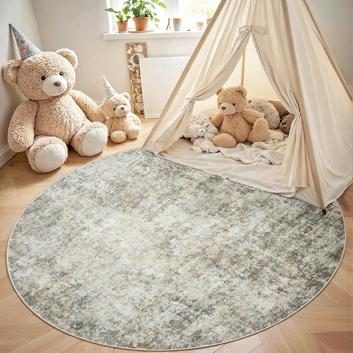 8x10 Area Rugs for Living Room Rug Washable: Abstract Large Rug for Dining Room Bedroom Carpet Non Slip 8 by 10 Indoor Modern Nursery Home Office Blue Grey