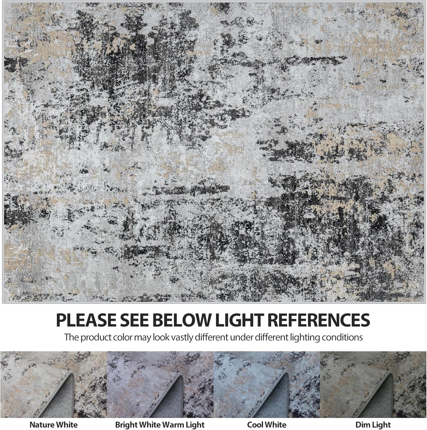 8x10 Area Rugs for Living Room Rug Washable: Abstract Large Rug for Dining Room Bedroom Carpet Non Slip 8 by 10 Indoor Modern Nursery Home Office Blue Grey