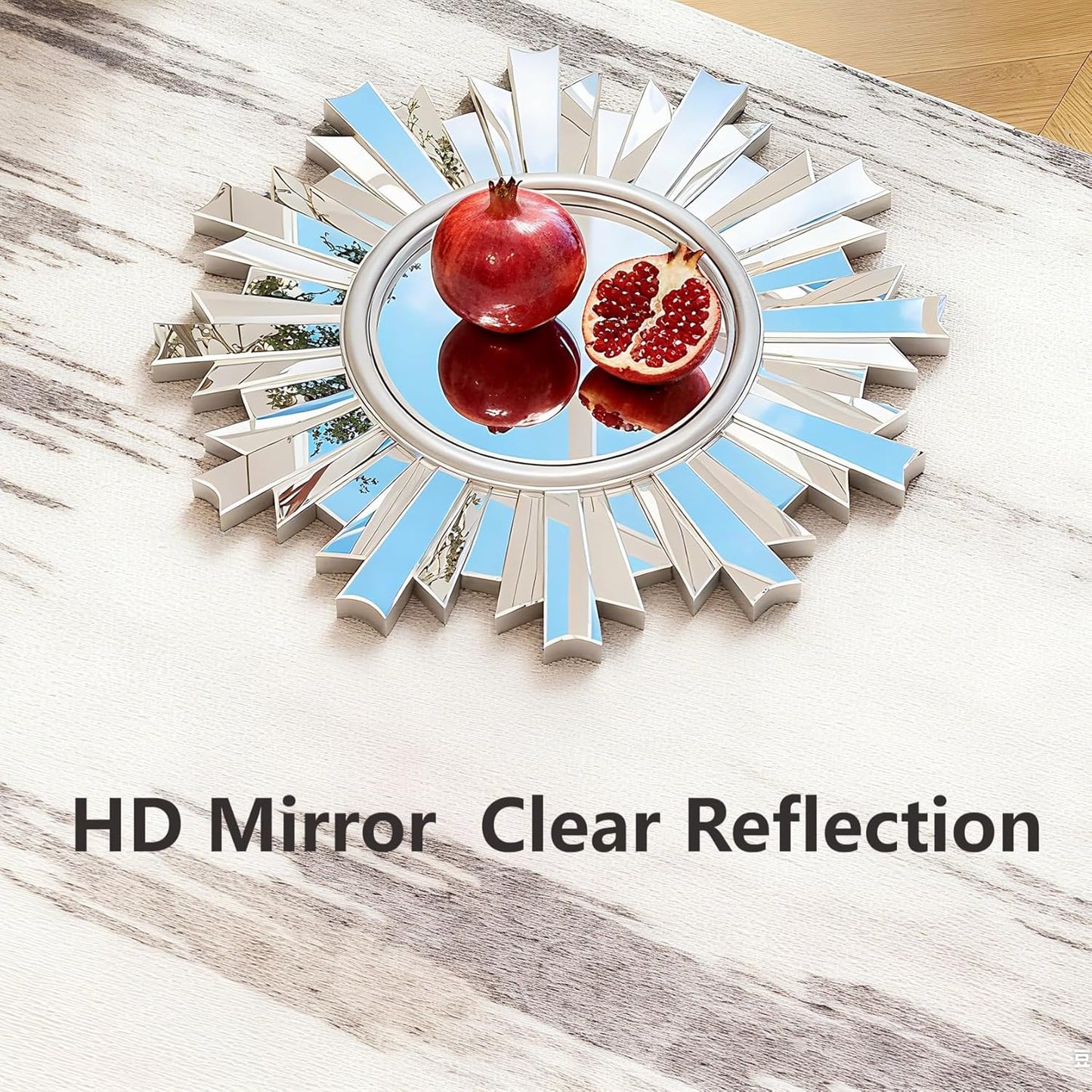 Gold Sunburst Mirror, 26" Sun Mirror Wall Decor with Beveled Glass Frame, Starburst Mirrors for Entryway, Dining Room, Living Room