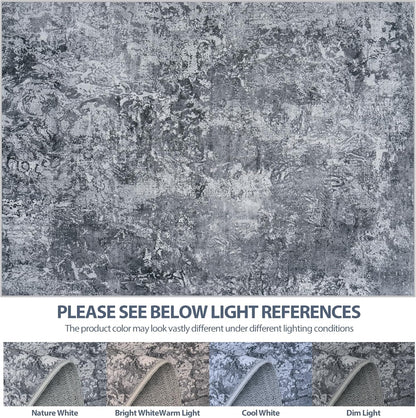 8x10 Area Rugs for Living Room Rug Washable: Abstract Large Rug for Dining Room Bedroom Carpet Non Slip 8 by 10 Indoor Modern Nursery Home Office Blue Grey