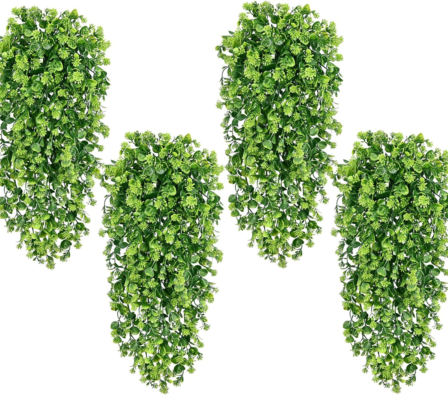 Waipfaru 4Pcs Fake Hanging Plants 2.7ft Fake Plants Eucalyptus Leaves UV Resistant Fake Vines Ivy Artificial Plants Outdoor Faux Plants Indoor Bedroom Living Room Boho Wall Porch Shelf Decor