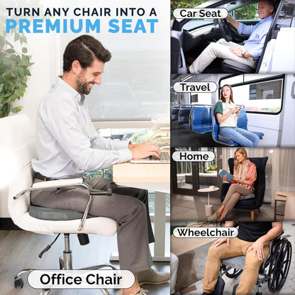 ComfiLife Premium Gel & Memory Foam Seat Cushion – Doctor Recommended Office Chair Cushion, Car Seat Cushion – Chair Cushions for Back & Sciatica Pain Relief – Seat Cushions for Office & Desk (Black)